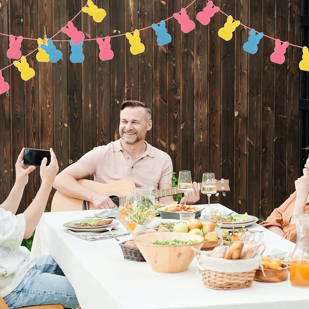 Bandera decorativa conejo de Pascua Trébol conejo de Pascua Garland hogar chimenea de pared Oficina transfronteriza