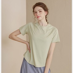 Relaxed women's short-sleeve t-shirt, quick-drying summer thin breathable fitness top, running yoga clothing, slimming