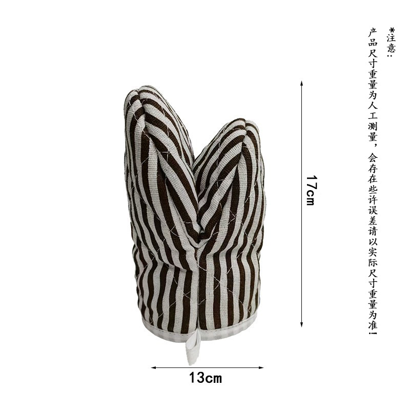 (2개) 두꺼운 덕빌 주방 단열 장갑 고온 및 내유성 오븐 스트라이프 베이킹 기선 전자 레인지 냄비 커버 프라이어