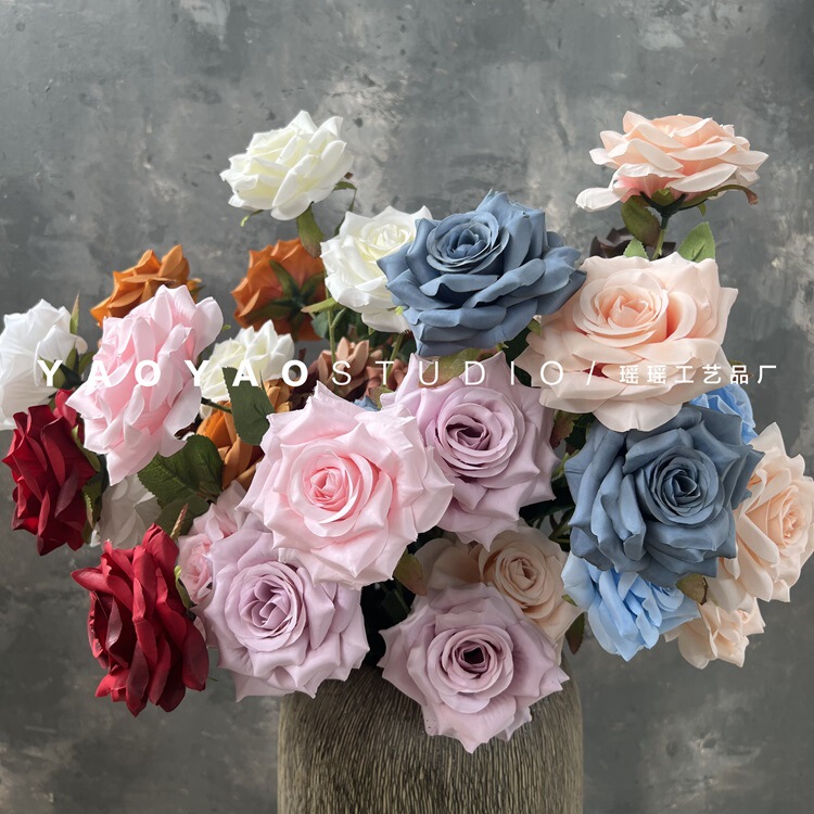 3 Diamond Roses, Autumn Color Home Hotel Wedding Photography Props Decorative Flower Ornaments, Simulated Single Rose 3 Diamond Roses, Autumn Color Home Hotel Wedding Photography Props Decorative Flower Ornaments, Simulated Single Rose