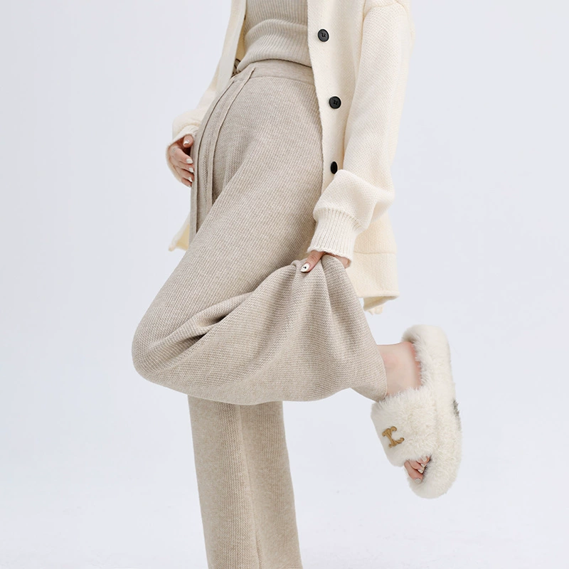 Одежда для беременных осенью и зимой мода взрывные модели показывают длинные ноги, дикие трикотажные брюки, широкие брюки с регулируемыми ремешками