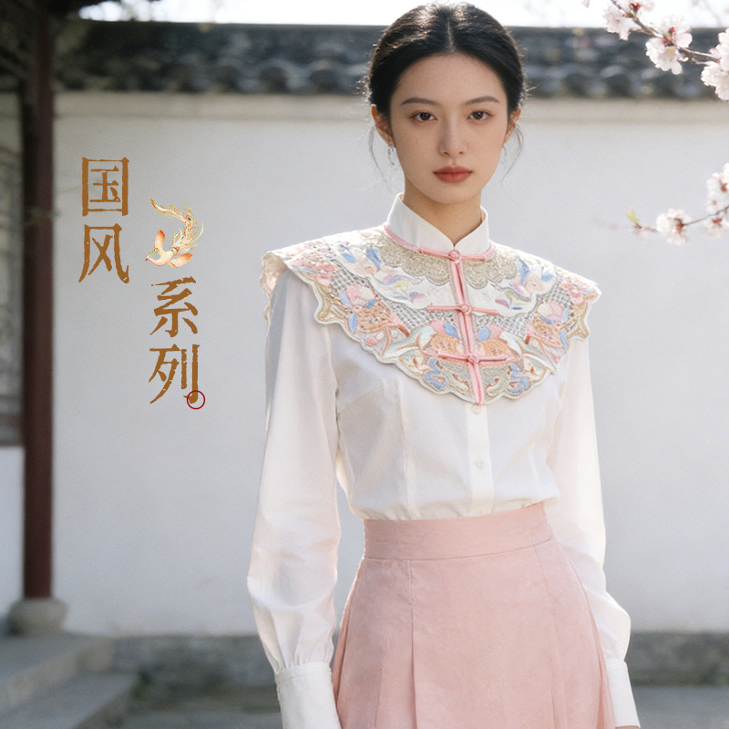 Fake Collar Cloud Shoulder Shawl, New Chinese Style Women's Fashion Round Neck Shawl, Versatile Hanfu Decoration, New Spring and Autumn Outdoor Style