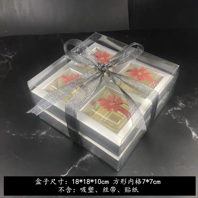 Caja de embalaje de pastel de luna transparente, 4 cápsulas, 6 cápsulas, caja de regalo, bolsa de regalo, caja de embalaje de huevo a medida, piel de hielo, luna
