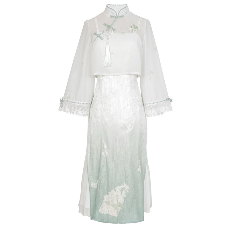 Original Jasmine carta Han vestido femenino estilo chino diario Han elementos fuera de la falda de suspensión conjunto de primavera y otoño 6732