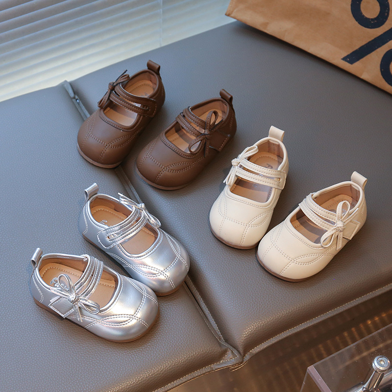 Lace-Up Breathable Flat Shoes Toddler Shoes Round Toe Shallow Mouth Mary Jane Shoes Women's Versatile Fashionable Leather Shoes