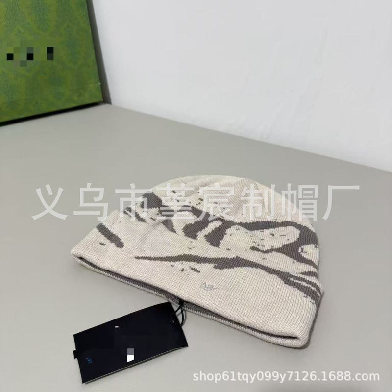 秋冬新款保暖小鸟提花精疏羊毛针织帽男女网红时尚百搭冷帽毛线帽|undefined