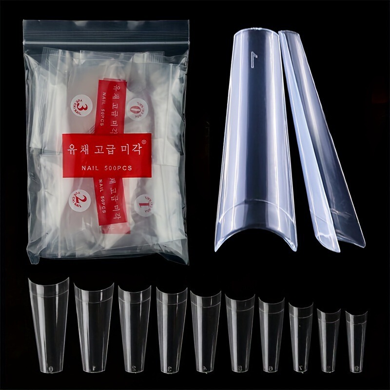 500Pcs Natural/Transparent Medium Coffin Ballet Shape Soft Gel Acrylic Nail Tips Nail Extension Nail Art Worker