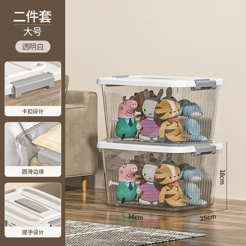 Storage Box, Extra Large Transparent Plastic, Thick Reinforced Walls, Stackable with Wheels