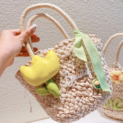HD9180 Summer Fresh Girl Light Color Series Croissant Flower Tulip Letter Woven Vegetable Basket Handbag