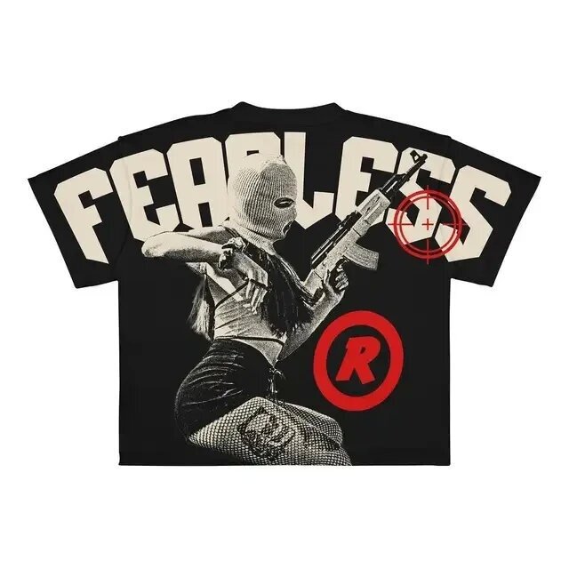 E-commerce Y2K Harajuku Style T-shirt Men's Hip Hop Special Graphic Printed Large Cotton Punk Short Sleeve Casual T-shirt