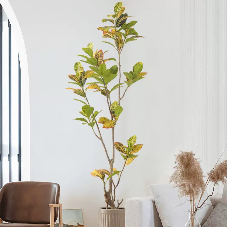 仿真绿植大型落地洒金榕橡皮树假盆栽植物盆景变色木摆件仿真盆景