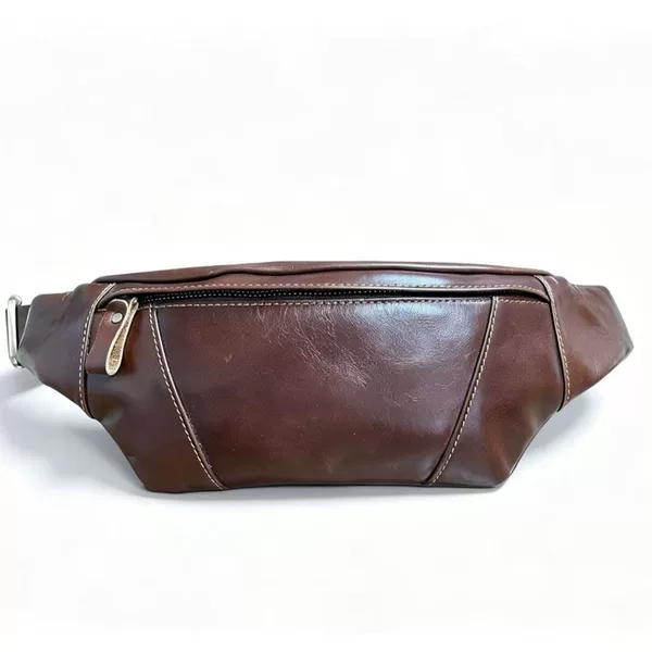 Waist Bag, Chest Bag, Men's Genuine Leather First-Layer Cowhide Running Retro Casual Sports Outdoor Shoulder Crossbody Bag