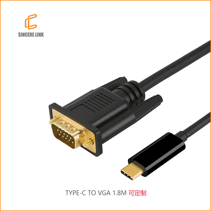Factory TYPE-C TO VGA line 1.8 meters high definition adapter usb3.1 Notebook interface USB-C TO VGA