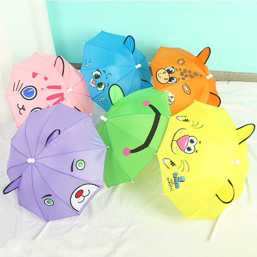 Creative Mini Children's Umbrella with Long Handle, Cute Cartoon Umbrella, Ears Umbrella Prop for 1-3 Year Olds, Mini Dance Toy Umbrella