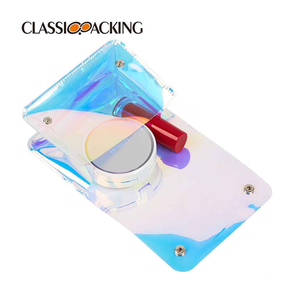 Fábrica al por mayor bolso cosmético simple impermeable color mágico lavado bolsa artículos de tocador traje de viaje bolsa cremallera logotipo imprimible