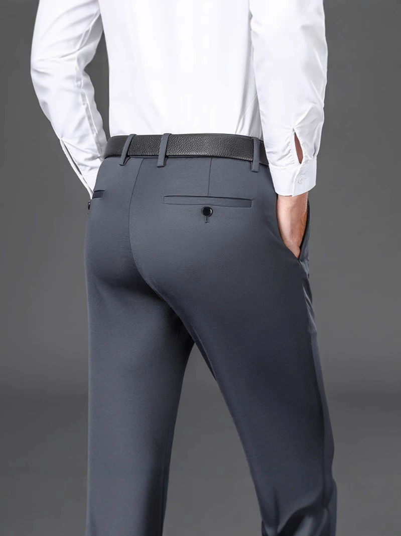 Мужские летние шелковистые брюки сLoose-Fit, свободные прямые брюки, стиль айс-шёлк, пояс 74–117 см