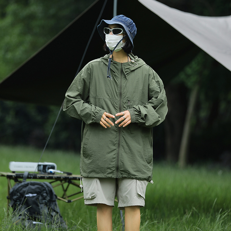 新しい日焼け止め服カジュアルアウトドアスポーツ女性の抗 UV 軽量通気性カップルフード付き 50+ スキン|undefined
