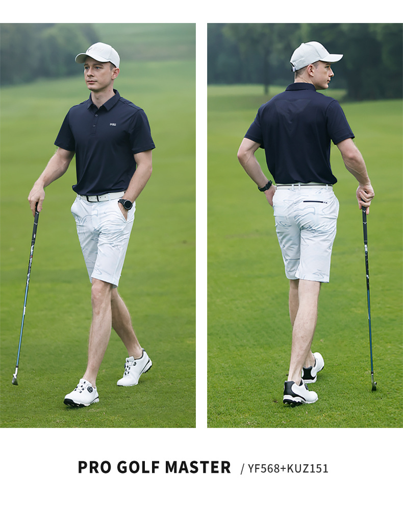 Áo thun golf nam tay ngắn PGM thoáng khí co giãn mùa hè — KUZ151-Quần Trắng, KUZ151-Quần màu xanh nước biển, Yf568-áo màu xanh hải quân, YF568-Áo màu trắng chi tiết 12