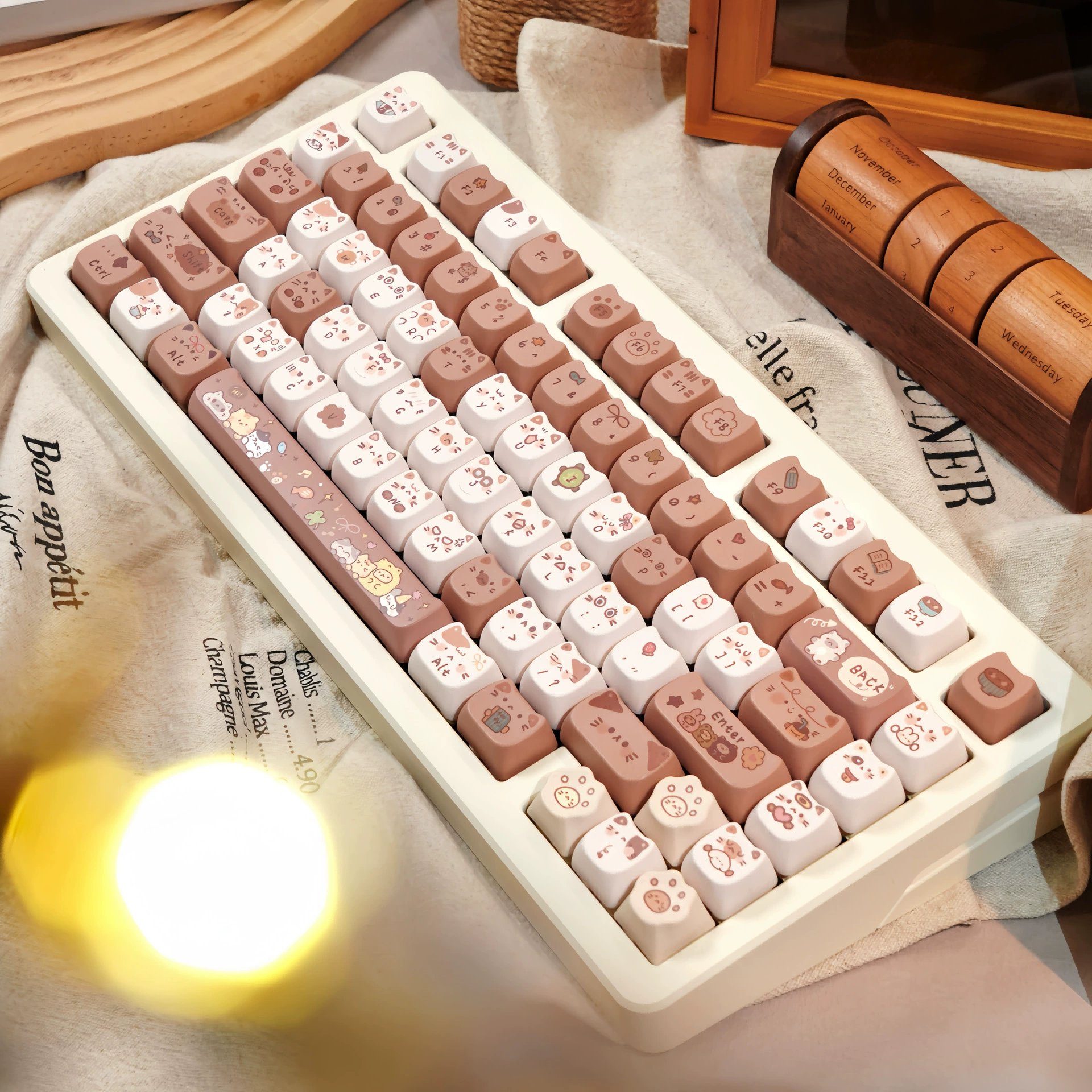 MAORBENG Cat MAO High Cocoa 140 милые механические кейкапы с эффектом нагрева