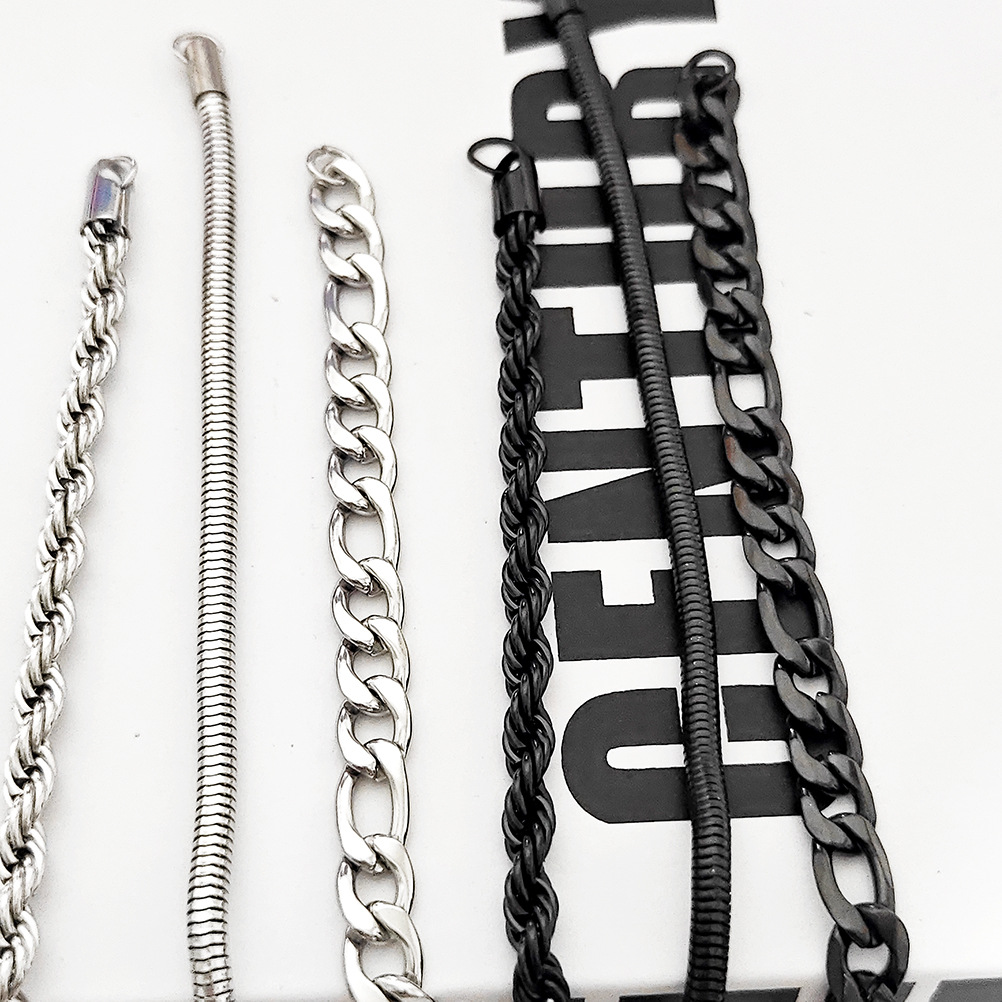 15g Weight Chain Bracelet Classification Titanium Steel Chain Material Twisted Rope Chain, snake chain, figaro chain Chain Type 1 Piece Quantity Daily Occasion Titanium Steel Material Geometric Pattern All Seasons Season Men's Gender Hip-Hop Style Hip-Hop Geometric Titanium Steel Men's Chain Bracelet Men's Chain Bracelets 3