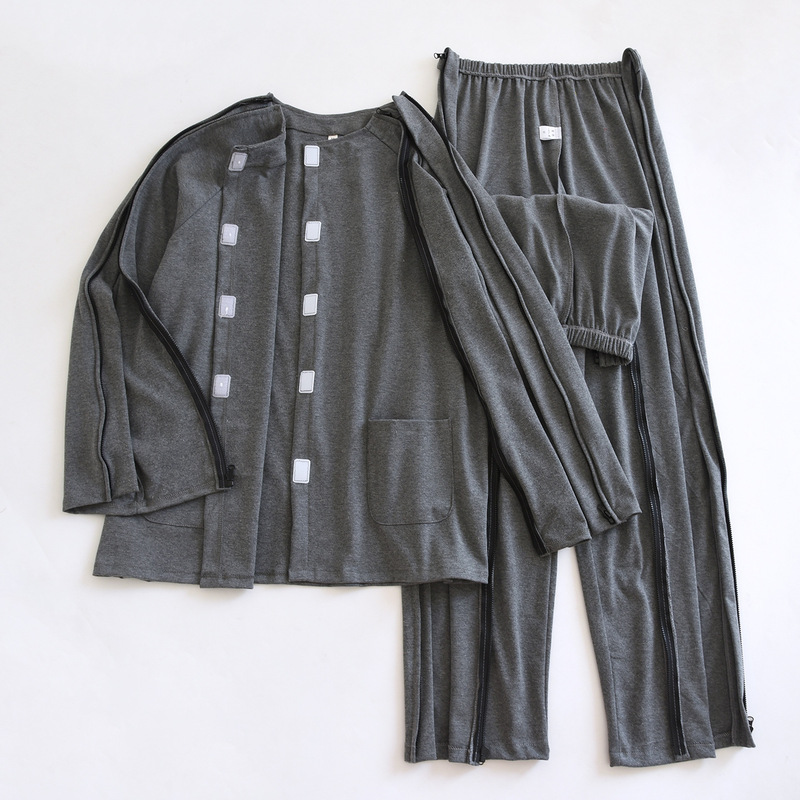 Men's pure cotton plus-size care clothing for bedridden and paralyzed individuals, easy to put on and take off, suitable for acupuncture therapy, post-fracture treatment, and elderly individuals with hemiplegia Men's pure cotton plus-size care clothing for bedridden and paralyzed individuals, easy to put on and take off, suitable for acupuncture therapy, post-fracture treatment, and elderly individuals with hemiplegia