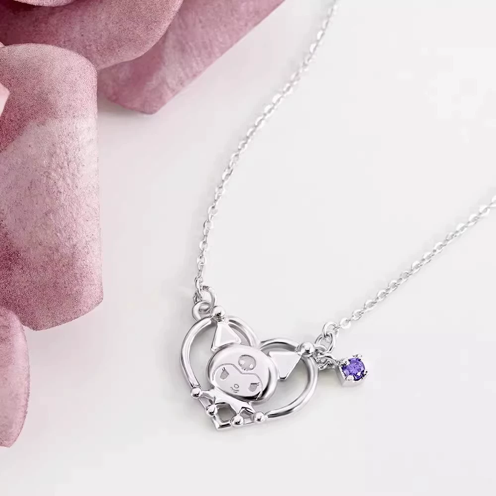 Оригинальное ожерелье Sanrio Kulomi Kulomi-I.Love.Kuromi нишевое стильное украшение высокого качества