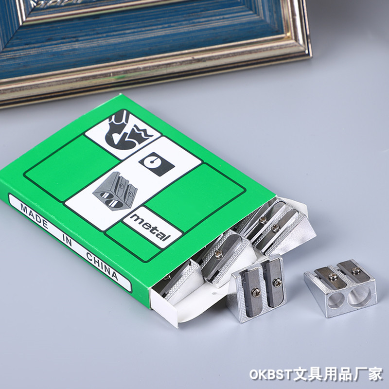 Venta directa de fábrica Sacapuntas de lápiz de metal doble agujero Sacapuntas de lápiz de un solo agujero color plomo boceto sacapuntas