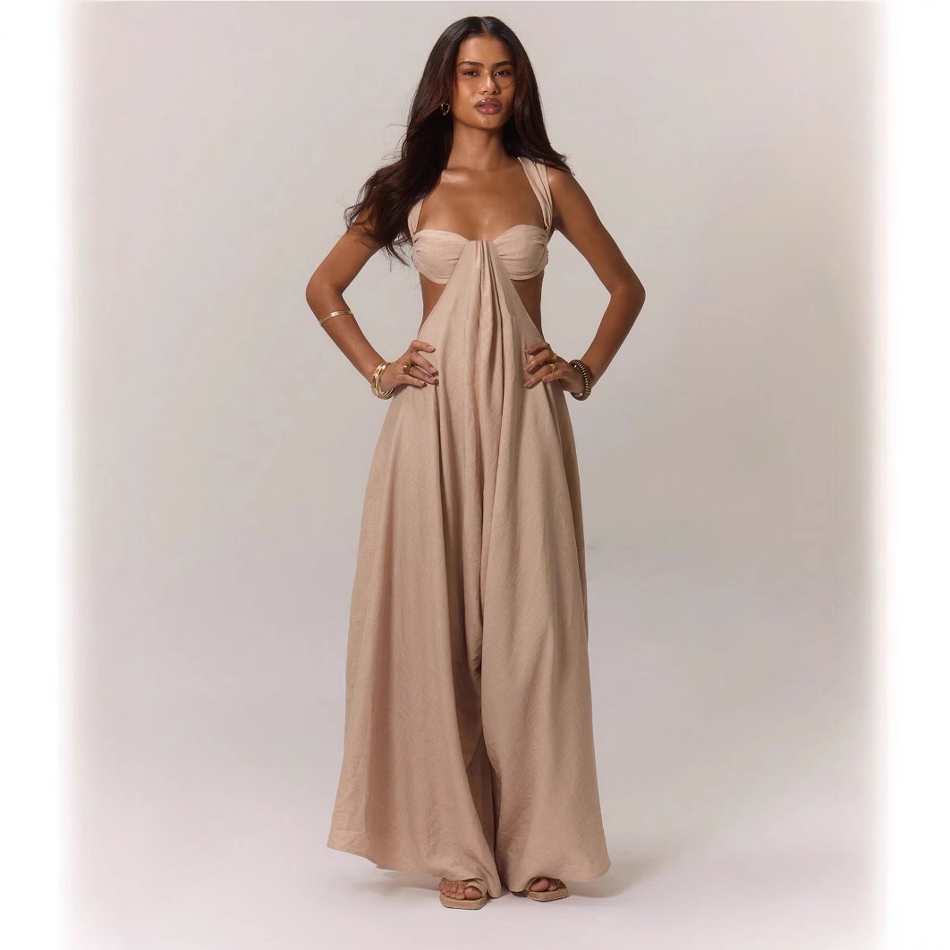 Women's Sexy Banquet Jumpsuit Halter Top Long Pants Fashion_ecoleips.com