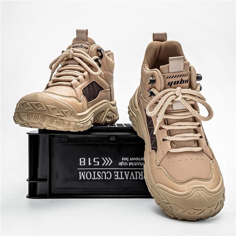 2025 New Fashion High-Top Men's Shoes for Daily Commuting Wear-Resistant Thick-Soled Youth Outdoor Mountaineering Sports Boots for Men