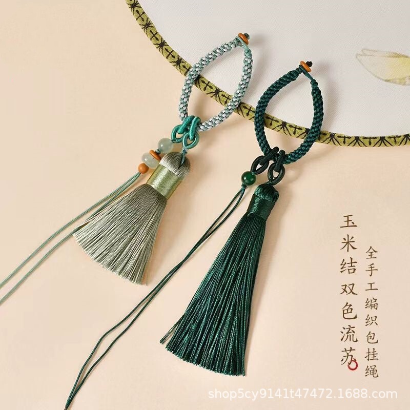 2026 New Chinese Style Corn Knot Bracelet Handmade Woven Cord Two-Tone Tassel Bag Accessories Wholesale