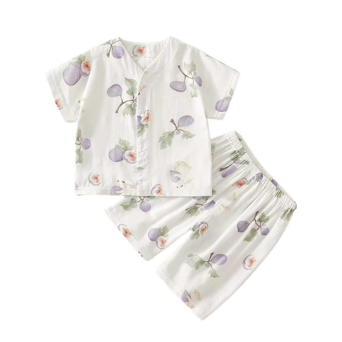 Children's split summer thin set, gauze pijama, with short sleeve