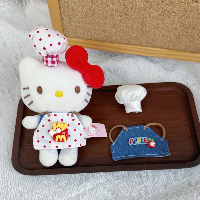 现货13/10厘米棉花娃娃围裙kitty猫玩偶公仔厨师围裙帽子迷你娃衣|undefined
