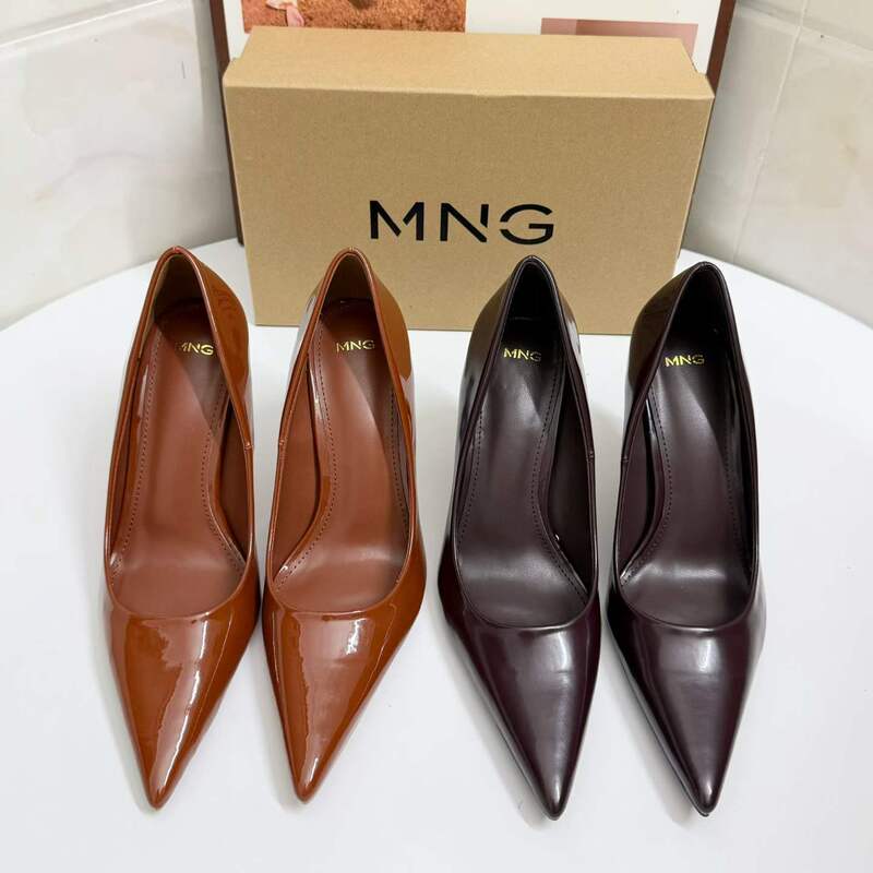 MNG Mango new shoes 2026 autumn new patent leather high heels women's commuter pointed toe stiletto pumps MNG Mango new shoes 2026 autumn new patent leather high heels women's commuter pointed toe stiletto pumps
