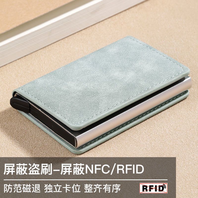 Anti-robo transfronterizo anti-magnético metal elástico bolsa de tarjetas de crédito caja de metal de aluminio para hombres bolsa de tarjetas de plata