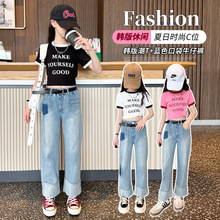 童装女童夏季短袖上衣韩版洋气运动女孩子夏天韩版字母潮T儿童潮