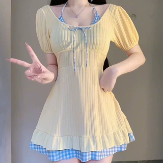 泳衣女连体裙式保守学生大码微胖mm遮肚显瘦度假泡温泉泳装 专链