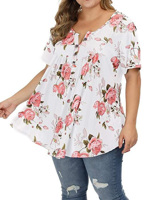 Transfronterizo 2025 Amazon estación independiente Aliexpress nueva camiseta de botón de manga corta de cuello en V image 3