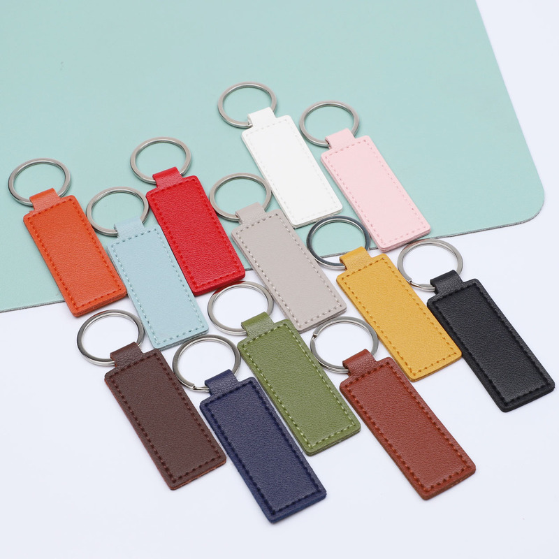 Leather Pu Solid Color Car Key Accessories Leather Key DIY Keychain Gift Bag Pendant Customizable Logo in Stock