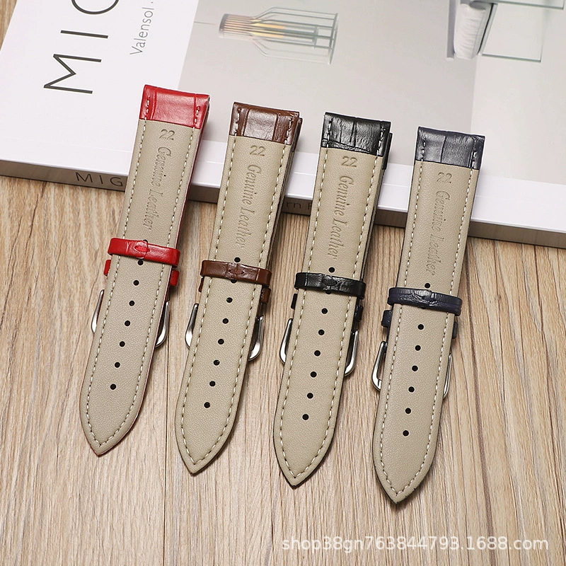Watch Strap (Huawei Samsung Apple) genuine leather, crocodile & bamboo print, 12–24 mm widths