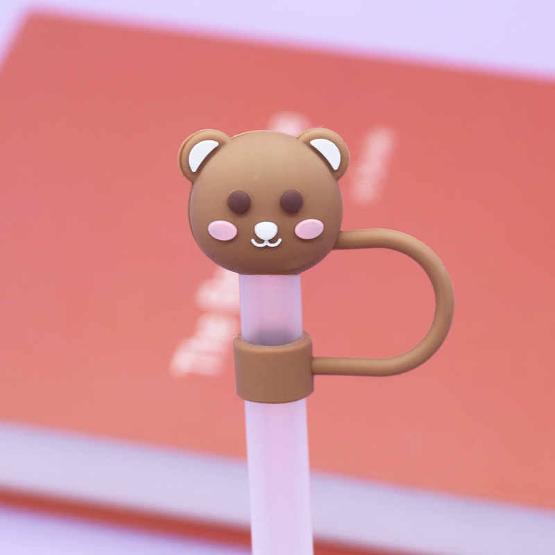 Nueva tapa de pajita de silicona 8-10mm linda muñeca de flores tapa a prueba de polvo se puede reciclar cubierta de pajita transfronteriza