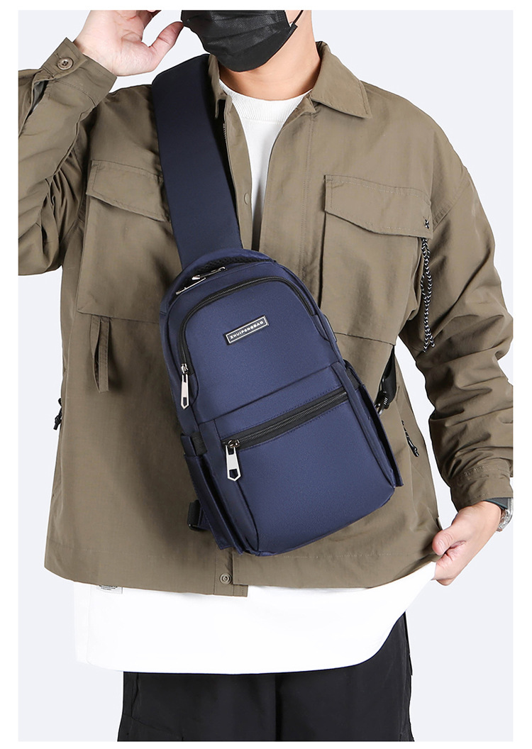 Men's chest bag, cross-border water-resistant crossbody bag, trendy casual single-shoulder backpack, USB rechargeable multi-functional men's bag undefined