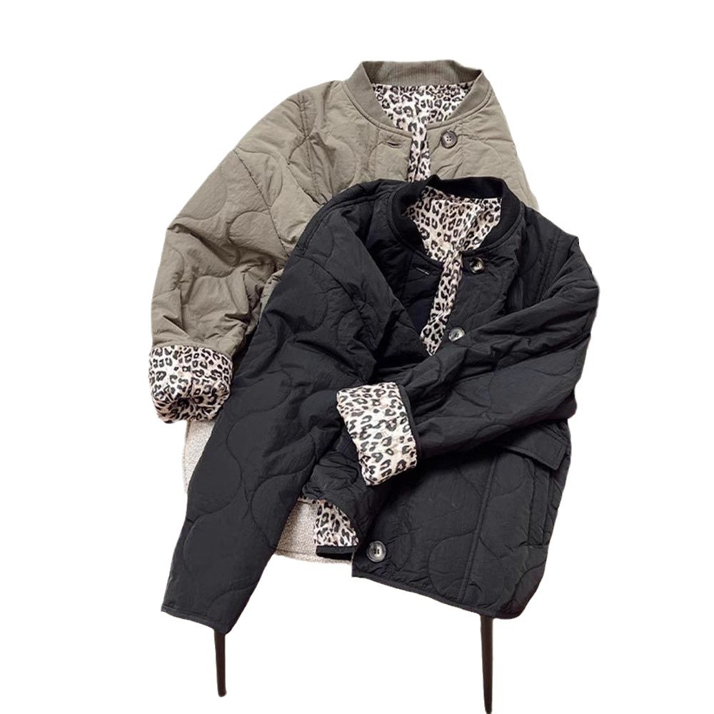 Women's Clothing Quilted Button Leopard Print Cotton Jacket Fashion Comfortable Retro Casual Jacket_voghion.com