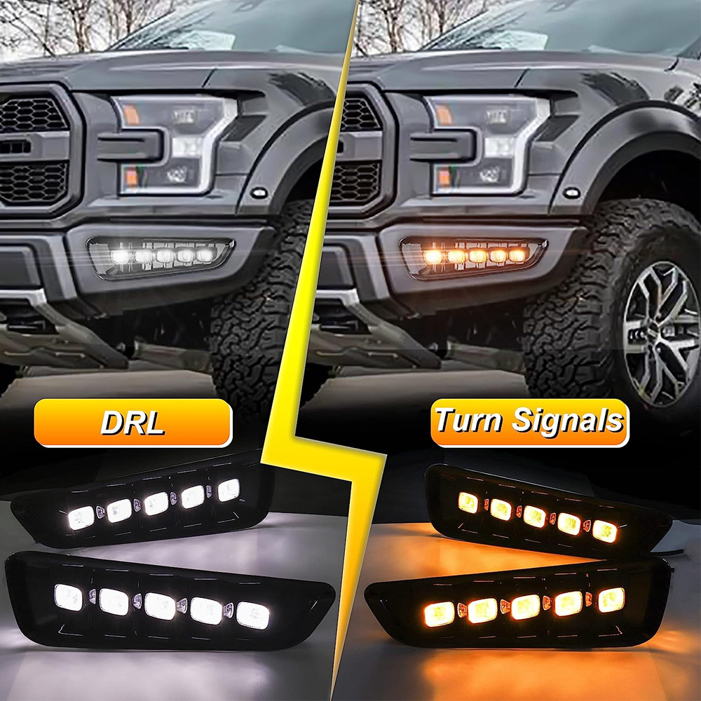 Aplicable a Ford 17 / 18 / 19 Raptor F - 150 modificado LED luz de viaje diurna luz de niebla conjunto luz de barra delantera