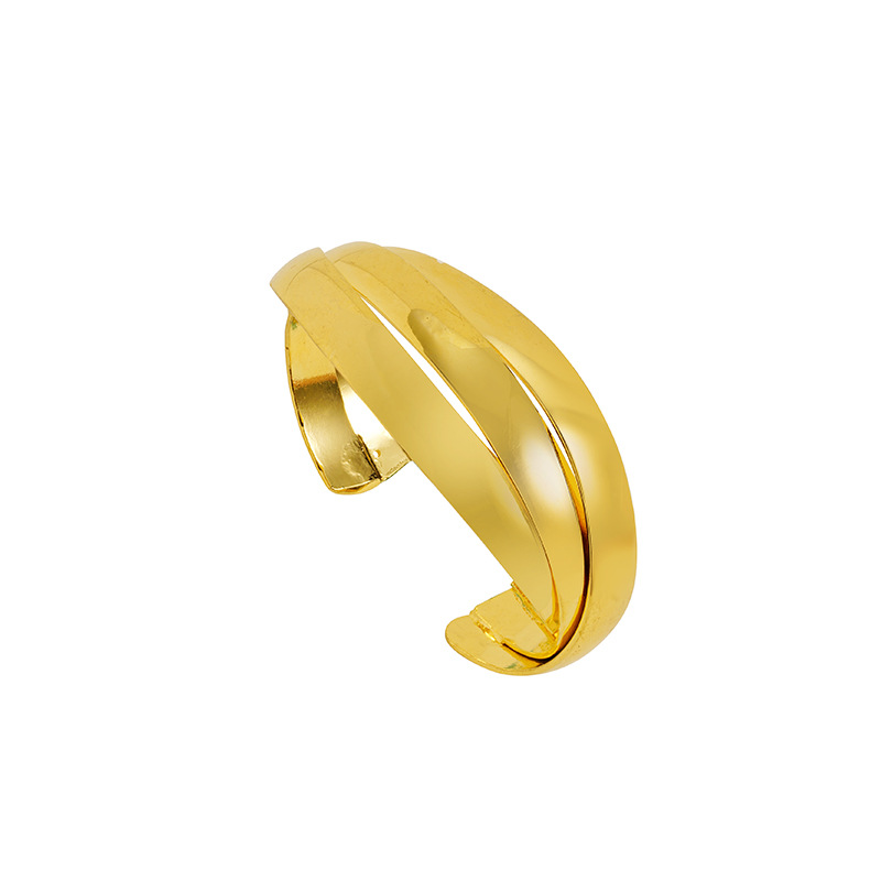 Nueva Arena de oro multi-capa de la Cruz de pulsera abierta no se desvanece durante mucho tiempo todo-Juego de las mujeres exageradas Luz de lujo de alto sentido de suministro directo de fábrica