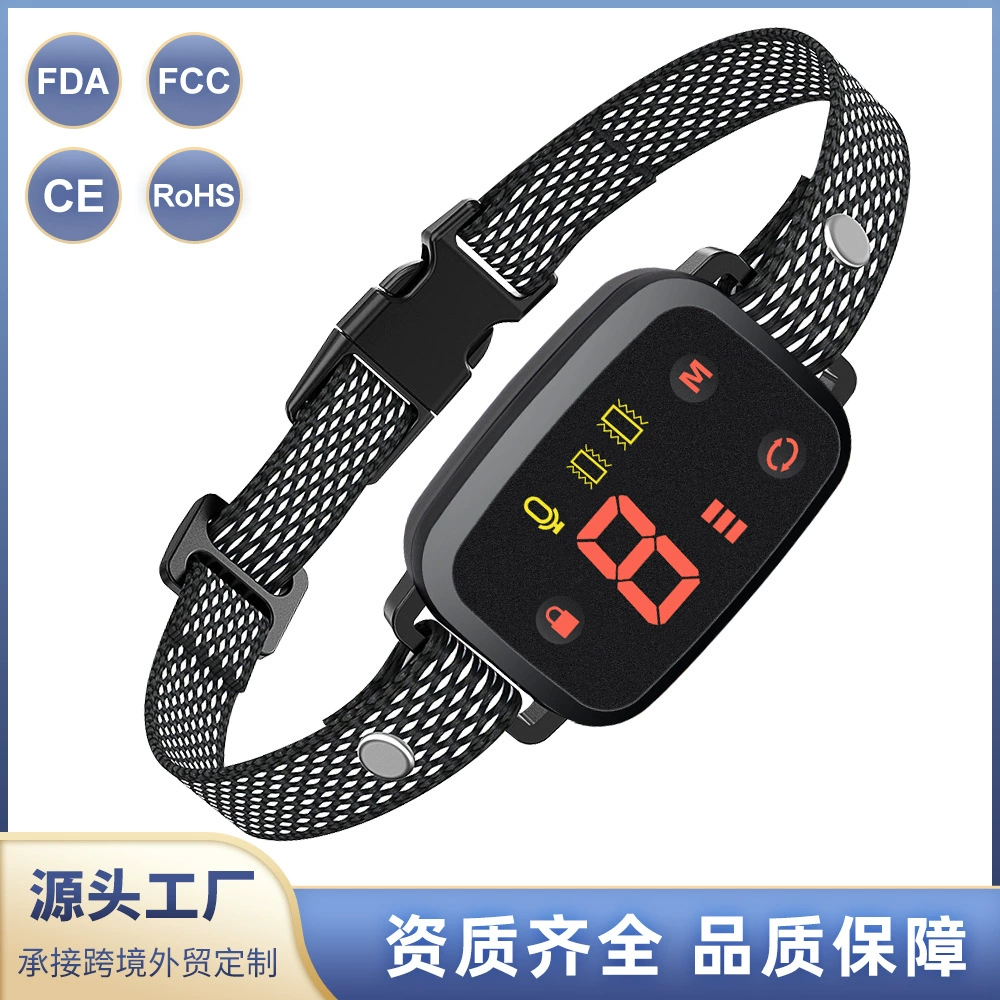 Трансграничный цветной экран Интеллектуальный Вибрационный тренировочный ошейник дрессировщик цифровой дисплей Сенсорная зарядка водонепроницаемый ошейник для домашних животных остановка лая