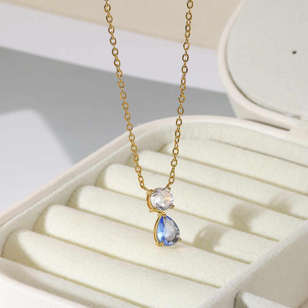 5g Weight 0.03µm-0.05µm Gold Plating Thickness PVD Coated Gold Plating Process Lobster Trigger Clasp Closure Clasp Closure Type Real Gold Plated Plating Material 304 Stainless Steel Pendant Material Birthstone Inlay Material Pendant Necklace Classification 304 Stainless Steel Chain Material cable chain Chain Type 1 Piece Quantity Holiday, Daily Occasion 304 Stainless Steel Material Water Droplets Pattern Women's Gender Vacation, Classic Style Style Waterproof Non Tarnish, Inlay Craft PVD Coated Real Gold Plated Water Droplets 304 Stainless Steel Vacation Classic Style Waterproof Non Tarnish 304 Stainless Steel Lobster Trigger Clasp Closure Pendant Necklace 6