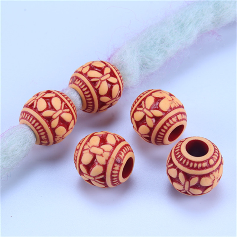 African Dirty Braid Wig Jewelry Braid Decoration Beaded Plastic Imitation Wood Big Hole Beads Headdress Hair Accessories Beads