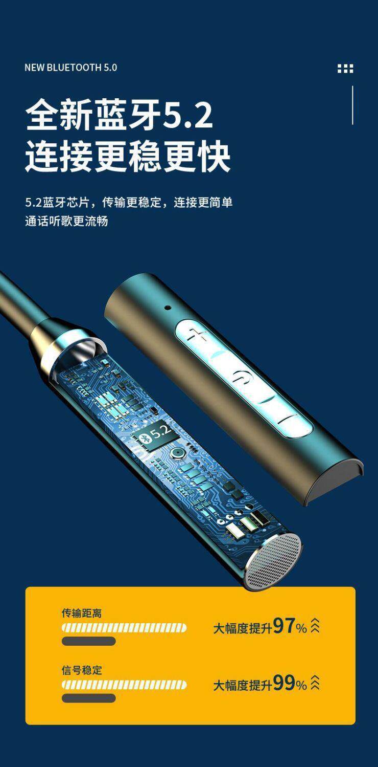 Wireless Bluetooth earphones, sports neckband style, ultra-long battery life, high capacity, suitable for Apple, Huawei, VIVO, OPPO, Android