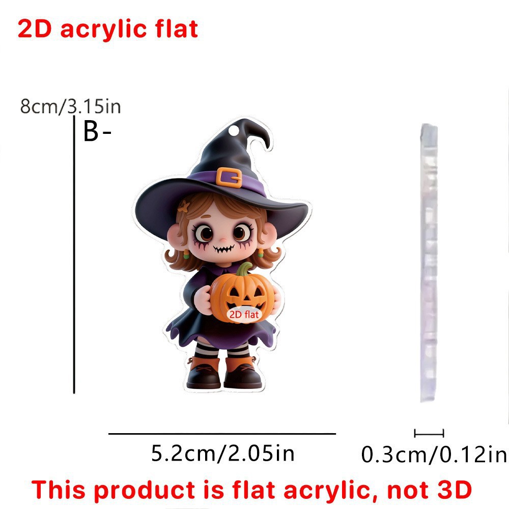 Transfronterizo nuevo Halloween calabaza linterna hoz araña 2D plano acrílico mochila colgante de coche llavero