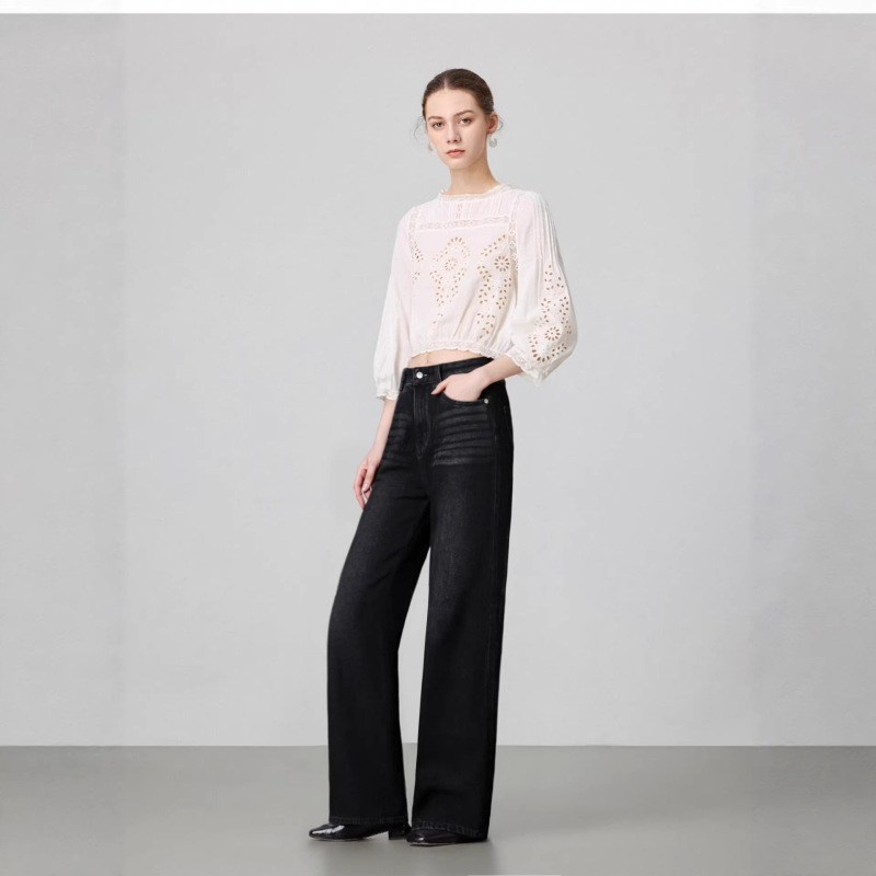 Li Girl Autumn/Winter Fleece-Lined Warm Black Straight-Leg Jeans for Women 2026 New Fashion Versatile Slim Wide-Leg Style